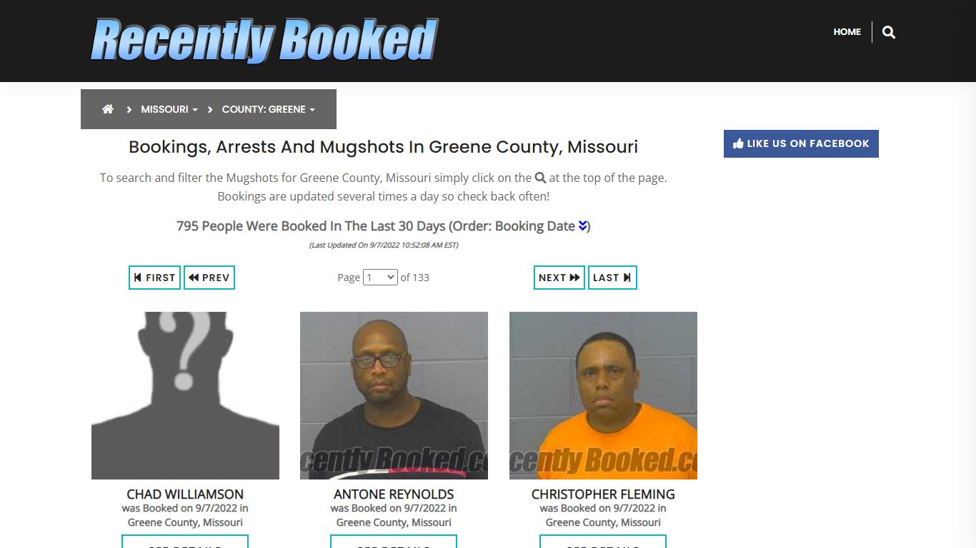 Recent bookings, Arrests, Mugshots in Greene County, Missouri